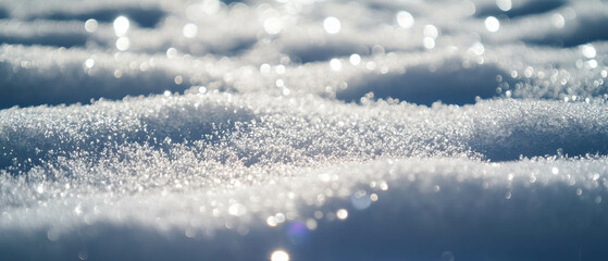 Poster - Fresh snowflakes blanket a soft surface creating a delicate winter texture on black background