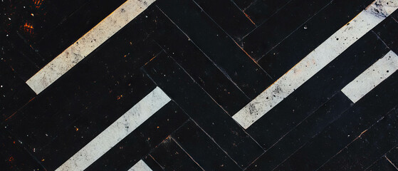 Poster - Geometric dust patterns with a central clear area on a structured retro black background