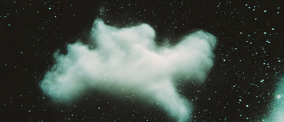 Poster - Geometric dust overlay with illuminated shapes on a dark background for creative design