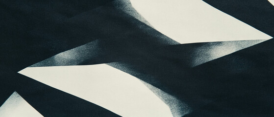 Poster - Geometric paper pattern overlay with structured design on a dark background featuring clear areas