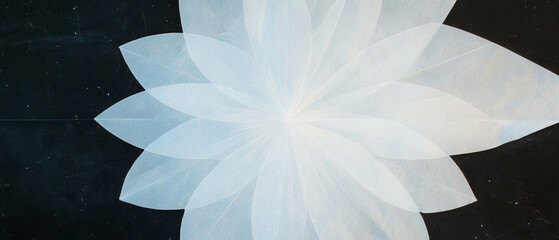 Poster - Geometric paper patterns create a structured overlay with a clear area against a black background