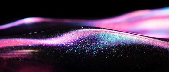 Poster - Elegant glittering gradient on black, offering a smooth, captivating transition