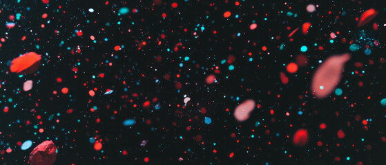 Poster - Vibrant glitter texture with large particles and bold colors on a dark background