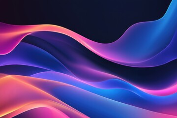 Poster - Vibrant Neon Pink and Blue Abstract Shapes Against Black Background