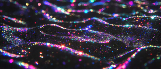 Poster - Glitter texture with shimmering particles and three-dimensional effects against a dark background
