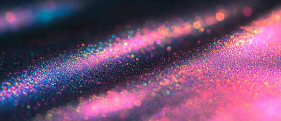Poster - Glittering particles create a mesmerizing textured surface against a black background