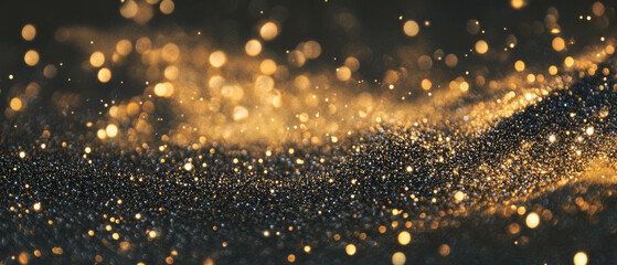 Poster - Glittery black background texture with monochromatic particles creates a classic look