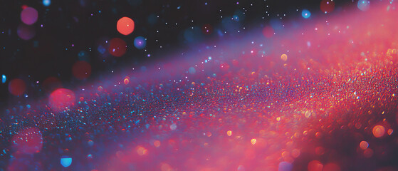 Poster - Enchanting glitter overlay with bokeh effect creating a dreamy black background atmosphere