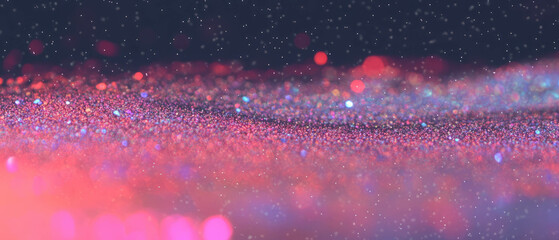 Poster - Glitter particles create a dreamy bokeh effect against a dark backdrop