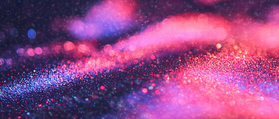 Poster - Glitter overlay texture with bokeh particles creating a dreamy effect on a black background