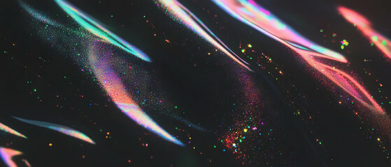 Aufkleber - Glitter particles create geometric shapes against a black background for a dynamic visual effect