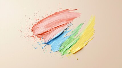 Poster - Playful Pastel Paint Strokes Creating a Splash on Neutral Background Surface