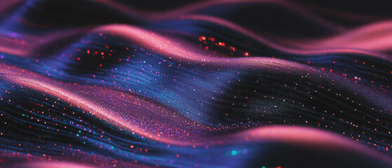 Poster - Glitter particles create an eye-catching linear pattern against a black background