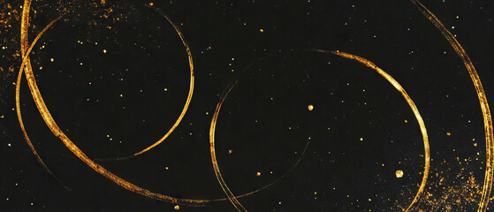 Poster - Glittery circles and particles create a stunning geometric pattern on a dark background