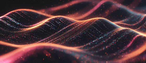 Poster - Glistening particles form structured patterns against a black background at night