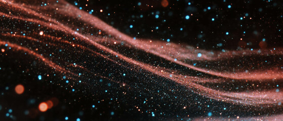 Aufkleber - Sparkling particles create a celestial atmosphere with glitter on a black background