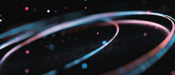 Poster - Glittery particles rotate dynamically against a black background