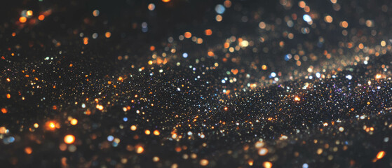 Poster - Glitter texture overlay with silver particles creating a shimmering effect on a black background