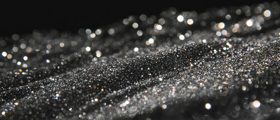 Poster - Captivating silver glitter texture creates a festive atmosphere against a black backdrop