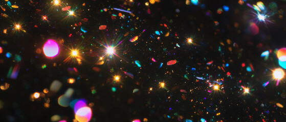 Poster - Vibrant glitter overlay texture creates a dynamic visual effect on black background