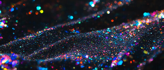 Poster - Glitter overlay texture with layered effect and three-dimensional appearance on black background