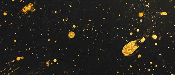 Poster - Gold confetti overlay creates shimmering texture against deep black backdrop