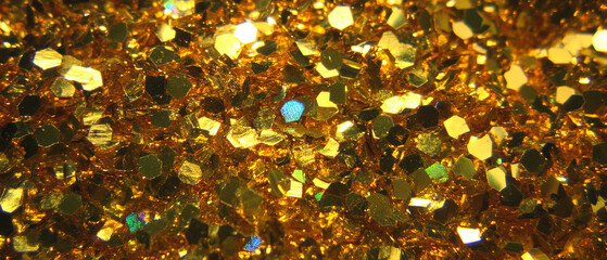 Poster - Gold confetti overlay creating a festive atmosphere against a black background