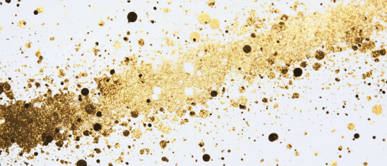 Poster - Gold confetti falling against a clean white background creates a festive atmosphere