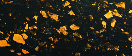 Poster - Gold confetti creates a festive atmosphere against a deep black background