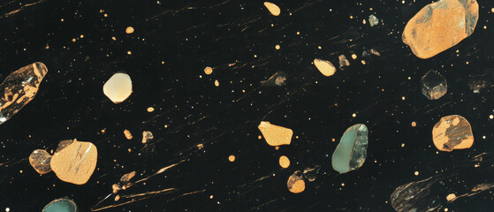 Poster - Golden confetti rain overlay texture creating an elegant atmosphere on a dark background