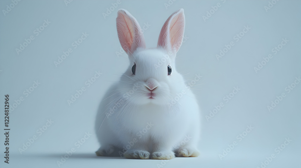 Cute White Rabbit Photo Fluffy Bunny Image Stock Photo | Adobe Stock