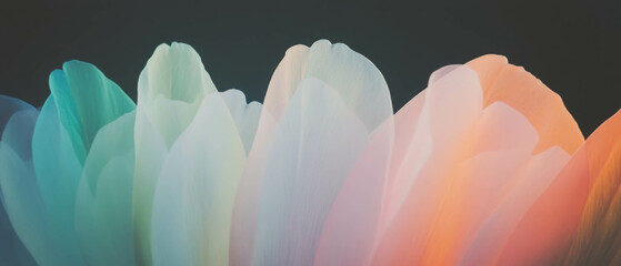 Poster - Gradient petal colors blend seamlessly against a soft black background creating a tranquil effect