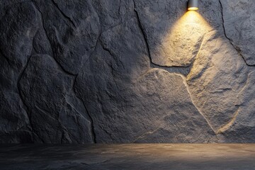 Poster - Dramatic Spotlight on Textured Black Surface Creating Depth and Contrast