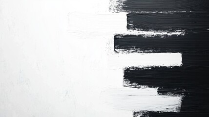 Poster - Bold Black and White Abstract Brushstroke Elements on Textured Background