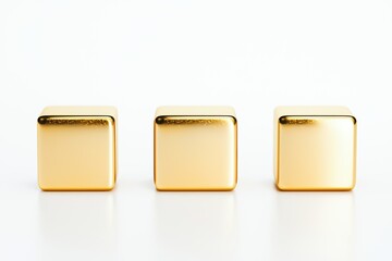 Poster - Glossy Abstract Metallic Gold Blocks with Reflections on White Background