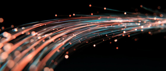 Poster - Intricate quantum effects visualized as a spark network with futuristic energy on black background