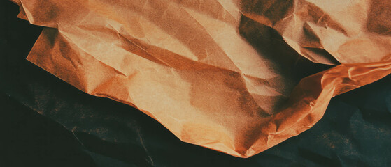 Poster - Rustic Kraft paper texture overlay with empty center on black background for creative design use