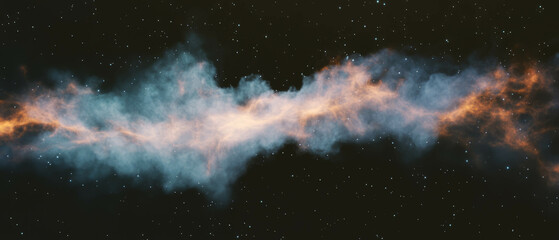 Poster - Dust particles create a hazy atmosphere on a black background for a cosmic effect