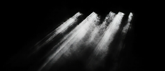 Poster - Light beams interacting with smoke create dramatic atmosphere against black backdrop