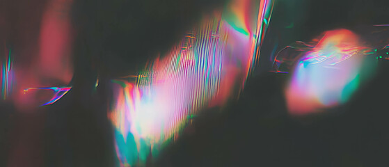 Poster - Bright light leaks create colorful patterns on dark backgrounds with a vintage aesthetic