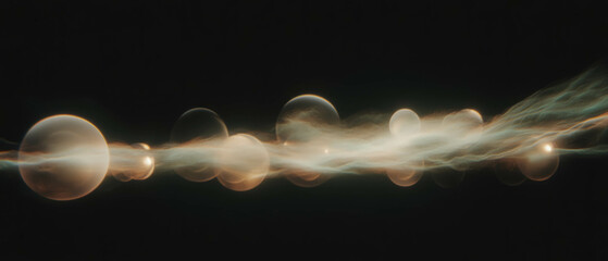 Poster - Floating light orbs create an ethereal atmosphere against a dark background