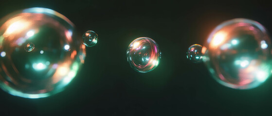 Poster - Glowing orbs create an ethereal atmosphere in a dark void