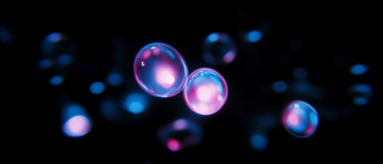 Poster - Floating luminous orbs create an ethereal atmosphere against a dark backdrop