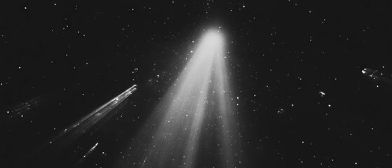 Poster - Light rays piercing through dust create atmospheric effects against a black backdrop