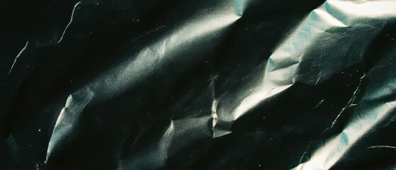 Poster - Light reflecting paper texture on black background with central empty space and subtle sheen