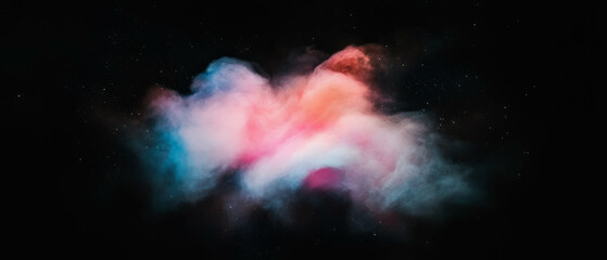 Poster - Light reflections on watercolor texture create a serene atmosphere against a dark background