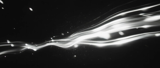Poster - Light trails create a dynamic overlay texture against a textured black background