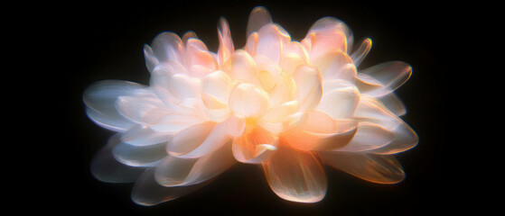 Poster - Light trails form dynamic floral patterns against a dark background creating a surreal effect