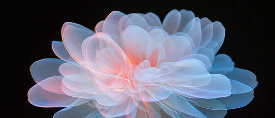 Poster - Dynamic light trails create a mesmerizing flower shape against a black background