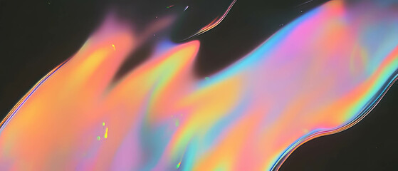 Aufkleber - Overlay texture of light with rainbow colors on a dark background creates a mesmerizing effect